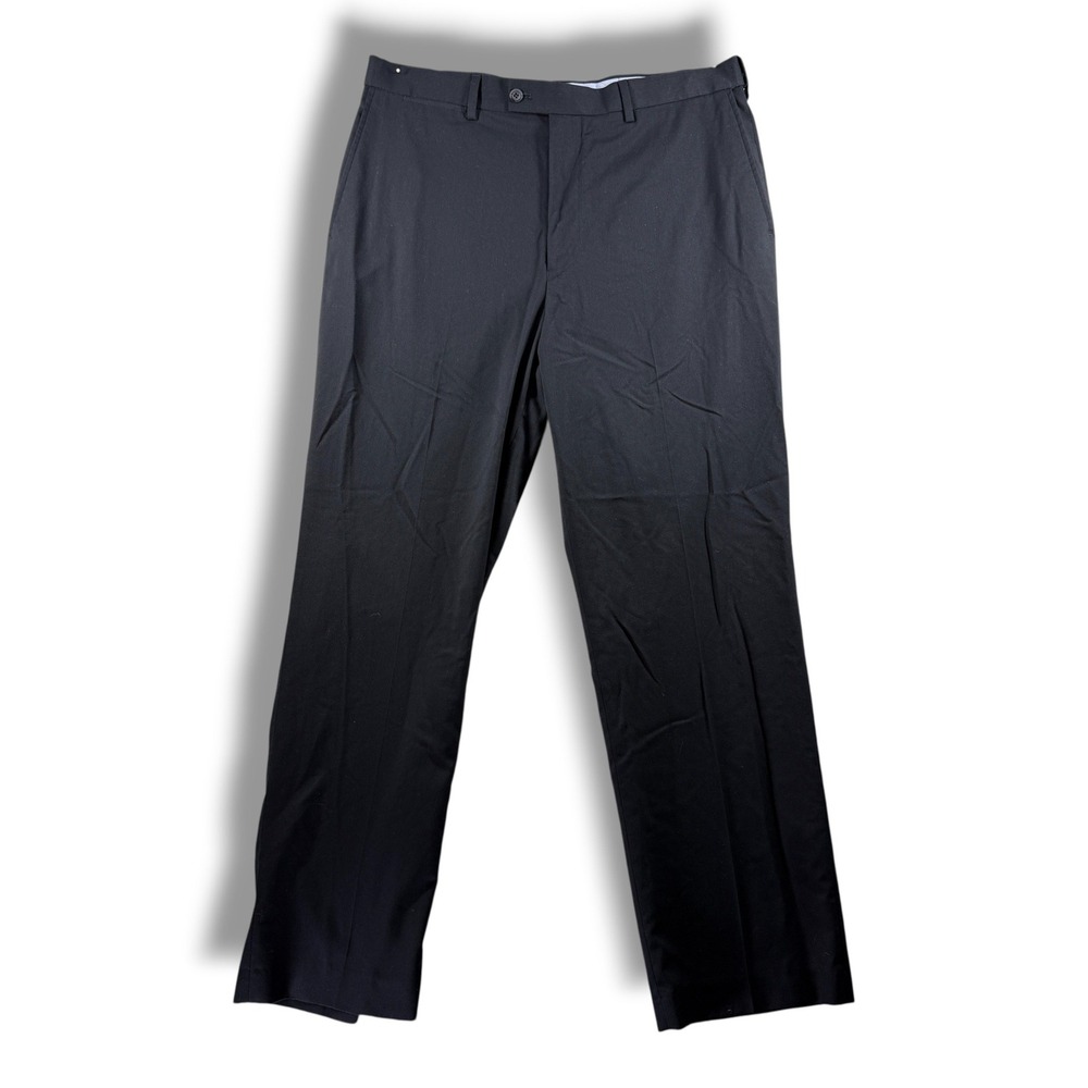 Louis Raphael Rosso Mens Black Flat Front Dress Pants 36x32 JY 03-1248